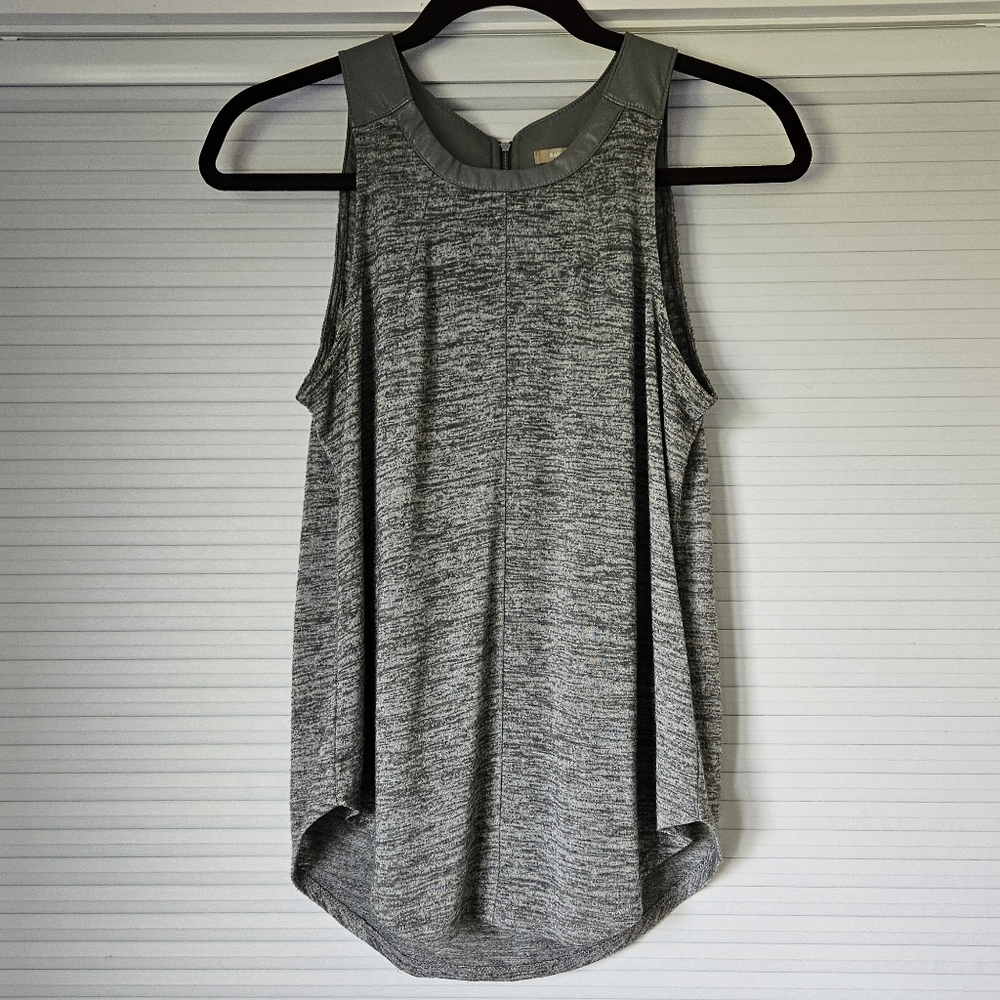 Banana Republic Gray Tank Blouse with Leather Details